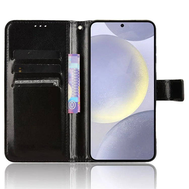For Samsung Galaxy S24 Leather Case Phone Wallet Crazy Horse Pattern
