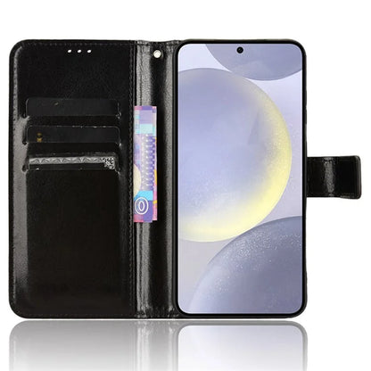 For Samsung Galaxy S24 Leather Case Phone Wallet Crazy Horse Pattern