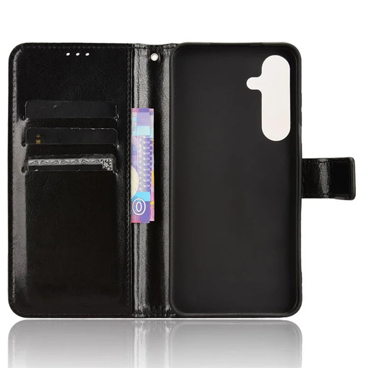 For Samsung Galaxy S24 Leather Case Phone Wallet Crazy Horse Pattern