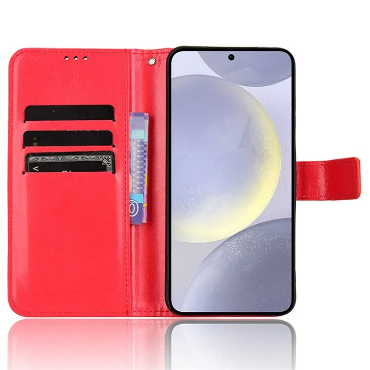 For Samsung Galaxy S24 Leather Case Phone Wallet Crazy Horse Pattern