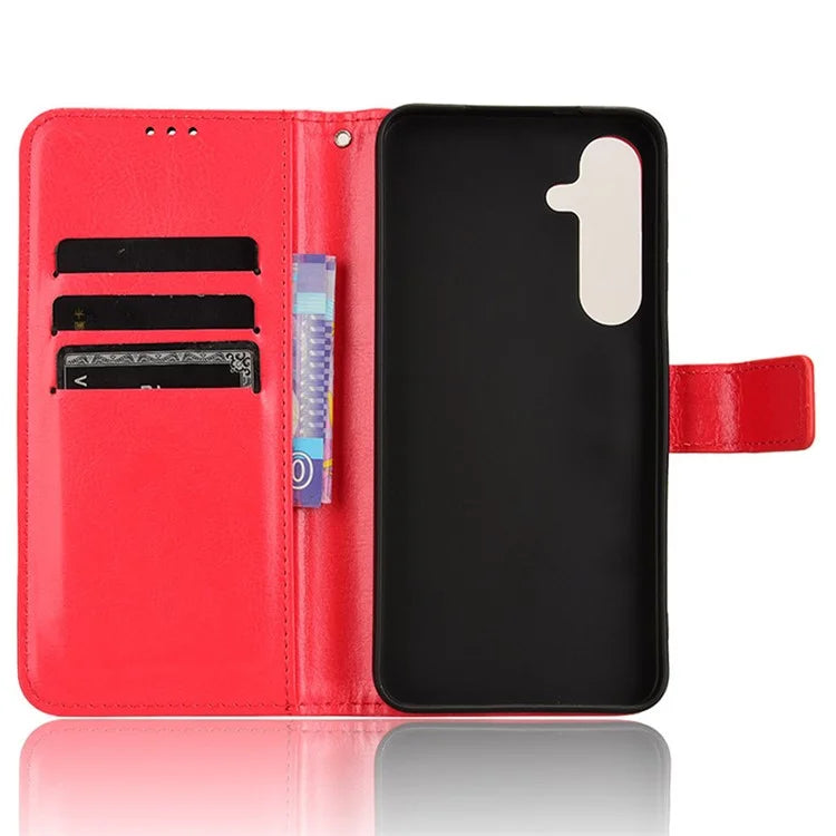 For Samsung Galaxy S24 Leather Case Phone Wallet Crazy Horse Pattern