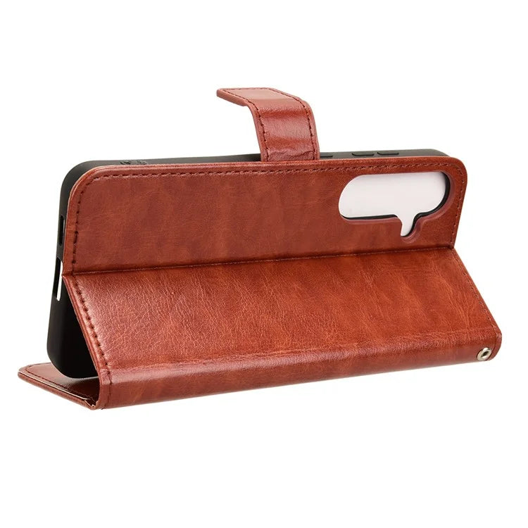 For Samsung Galaxy S24 Leather Case Phone Wallet Crazy Horse Pattern