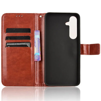 For Samsung Galaxy S24 Leather Case Phone Wallet Crazy Horse Pattern