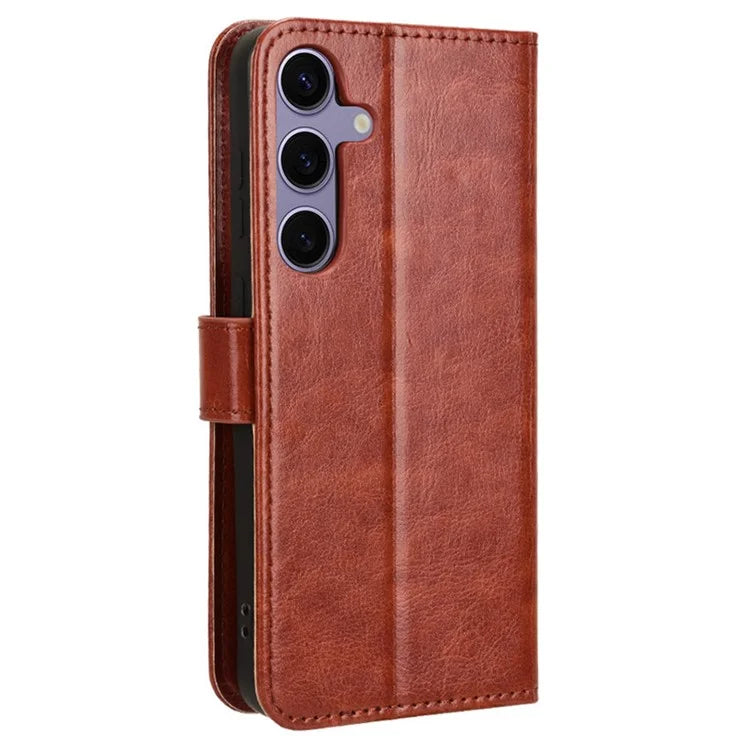 For Samsung Galaxy S24 Leather Case Phone Wallet Crazy Horse Pattern
