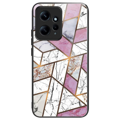 For Xiaomi Redmi Note 12 4G Tempered Glass+PC+TPU Phone Case Marble Pattern Printing