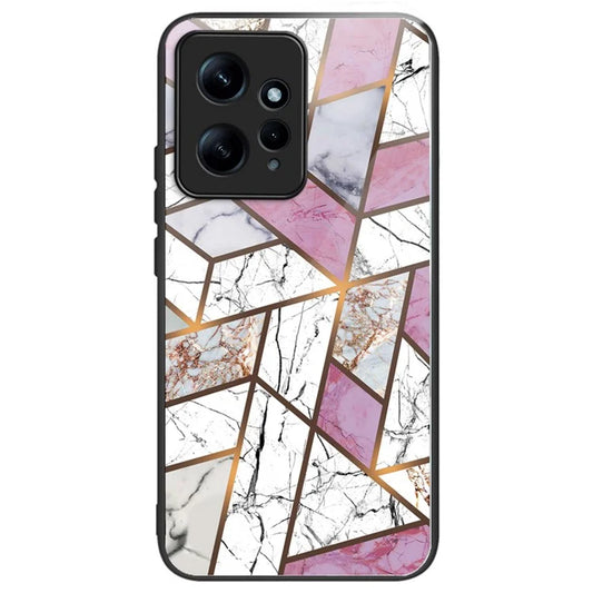For Xiaomi Redmi Note 12 4G Tempered Glass+PC+TPU Phone Case Marble Pattern Printing