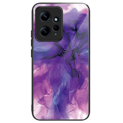For Xiaomi Redmi Note 12 4G Tempered Glass+PC+TPU Phone Case Marble Pattern Printing