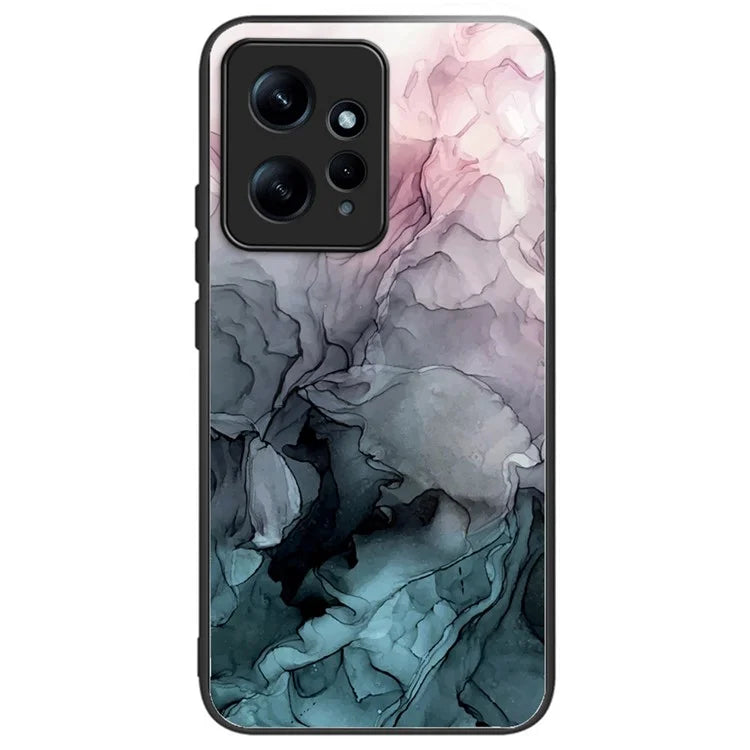 For Xiaomi Redmi Note 12 4G Tempered Glass+PC+TPU Phone Case Marble Pattern Printing