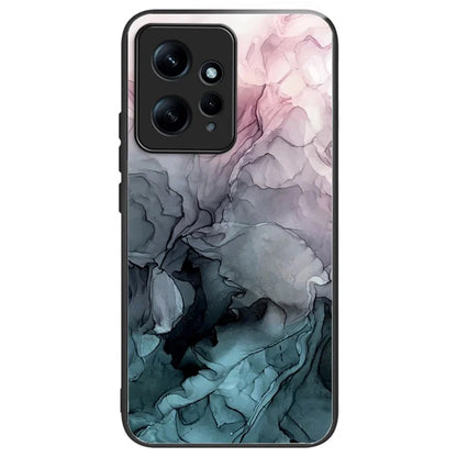 For Xiaomi Redmi Note 12 4G Tempered Glass+PC+TPU Phone Case Marble Pattern Printing