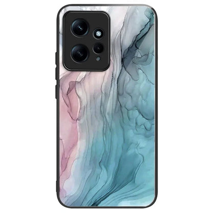 For Xiaomi Redmi Note 12 4G Tempered Glass+PC+TPU Phone Case Marble Pattern Printing