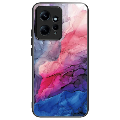 For Xiaomi Redmi Note 12 4G Tempered Glass+PC+TPU Phone Case Marble Pattern Printing