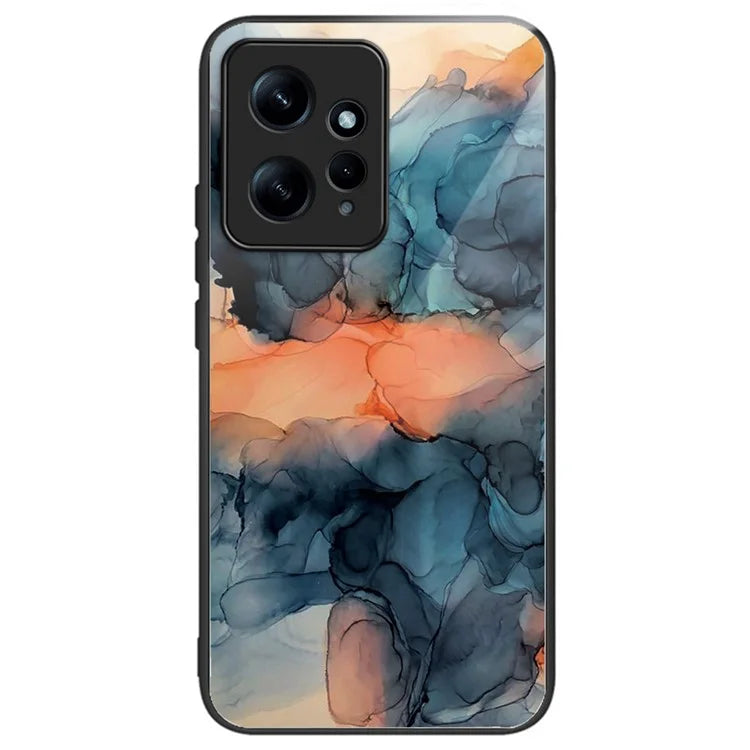 For Xiaomi Redmi Note 12 4G Tempered Glass+PC+TPU Phone Case Marble Pattern Printing