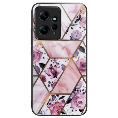 For Xiaomi Redmi Note 12 4G Tempered Glass+PC+TPU Phone Case Marble Pattern Printing