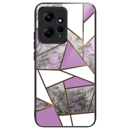 For Xiaomi Redmi Note 12 4G Tempered Glass+PC+TPU Phone Case Marble Pattern Printing