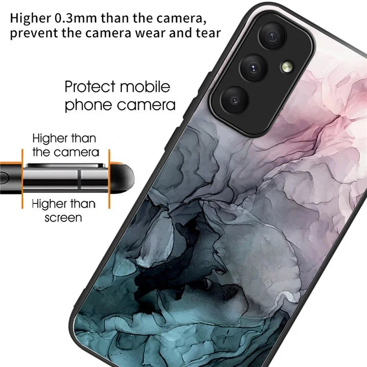 For Samsung Galaxy A35 5G Tempered Glass Back Phone Case Marble Pattern Printing