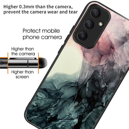 For Samsung Galaxy A35 5G Tempered Glass Back Phone Case Marble Pattern Printing