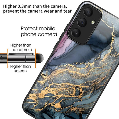 For Samsung Galaxy A35 5G Tempered Glass Back Phone Case Marble Pattern Printing