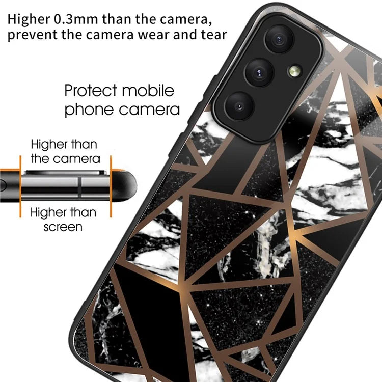 For Samsung Galaxy A35 5G Tempered Glass Back Phone Case Marble Pattern Printing