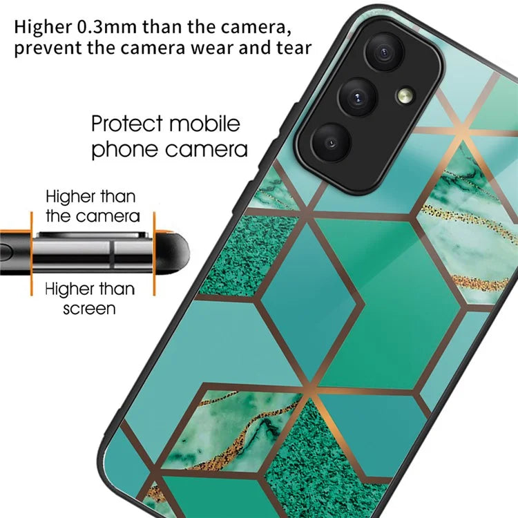 For Samsung Galaxy A35 5G Tempered Glass Back Phone Case Marble Pattern Printing