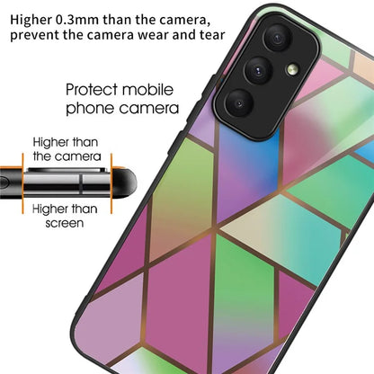 For Samsung Galaxy A35 5G Tempered Glass Back Phone Case Marble Pattern Printing