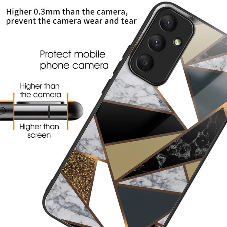 For Samsung Galaxy A35 5G Tempered Glass Back Phone Case Marble Pattern Printing