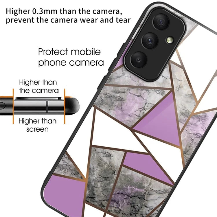 For Samsung Galaxy A35 5G Tempered Glass Back Phone Case Marble Pattern Printing