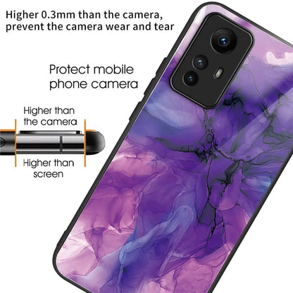 For Xiaomi Redmi Note 12S 4G Phone Case TPU Frame Tempered Glass+PC Back Cover