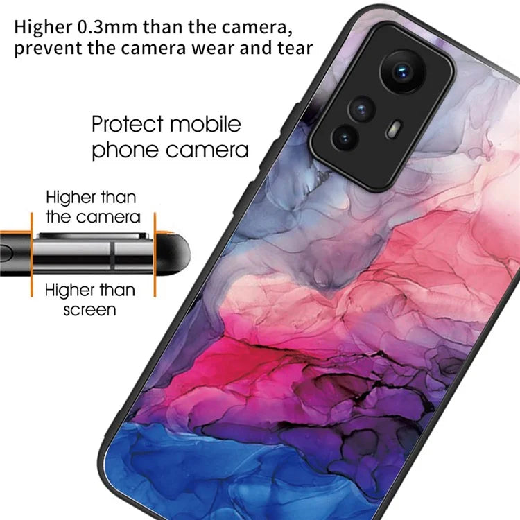 For Xiaomi Redmi Note 12S 4G Phone Case TPU Frame Tempered Glass+PC Back Cover