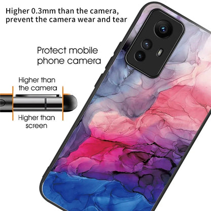 For Xiaomi Redmi Note 12S 4G Phone Case TPU Frame Tempered Glass+PC Back Cover