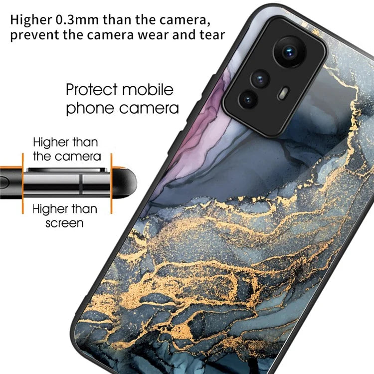 For Xiaomi Redmi Note 12S 4G Phone Case TPU Frame Tempered Glass+PC Back Cover