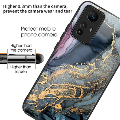 For Xiaomi Redmi Note 12S 4G Phone Case TPU Frame Tempered Glass+PC Back Cover