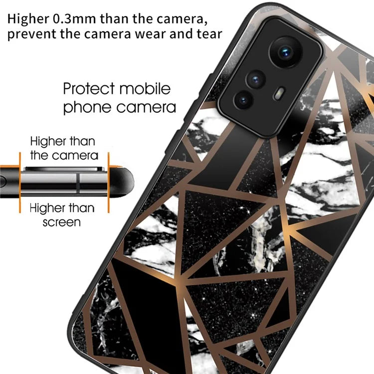 For Xiaomi Redmi Note 12S 4G Phone Case TPU Frame Tempered Glass+PC Back Cover