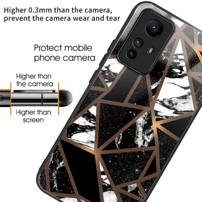 For Xiaomi Redmi Note 12S 4G Phone Case TPU Frame Tempered Glass+PC Back Cover