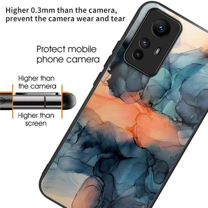 For Xiaomi Redmi Note 12S 4G Phone Case TPU Frame Tempered Glass+PC Back Cover