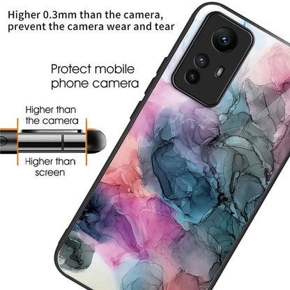 For Xiaomi Redmi Note 12S 4G Phone Case TPU Frame Tempered Glass+PC Back Cover
