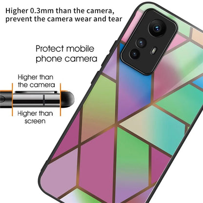 For Xiaomi Redmi Note 12S 4G Phone Case TPU Frame Tempered Glass+PC Back Cover
