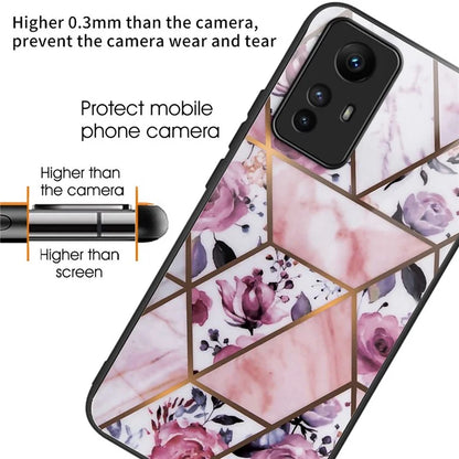 For Xiaomi Redmi Note 12S 4G Phone Case TPU Frame Tempered Glass+PC Back Cover