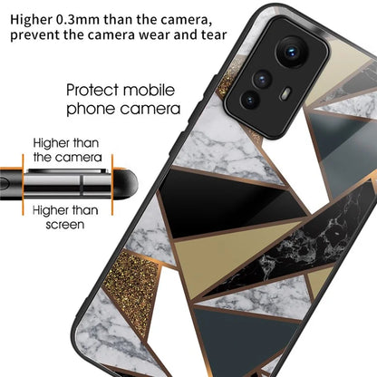 For Xiaomi Redmi Note 12S 4G Phone Case TPU Frame Tempered Glass+PC Back Cover