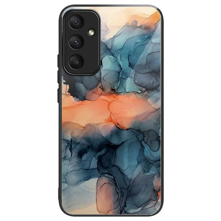 For Samsung Galaxy A55 5G Tempered Glass+PC+TPU Case Marble Pattern Phone Cover