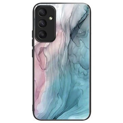 For Samsung Galaxy A55 5G Tempered Glass+PC+TPU Case Marble Pattern Phone Cover