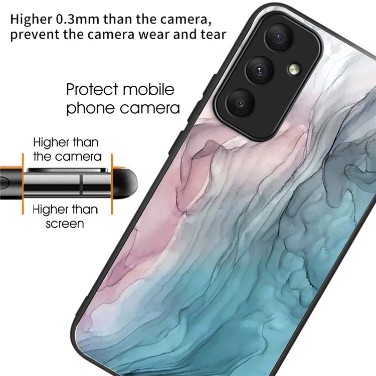 For Samsung Galaxy A55 5G Tempered Glass+PC+TPU Case Marble Pattern Phone Cover