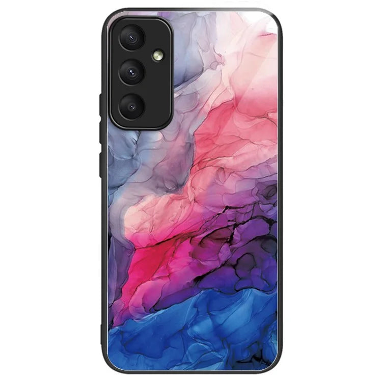 For Samsung Galaxy A55 5G Tempered Glass+PC+TPU Case Marble Pattern Phone Cover