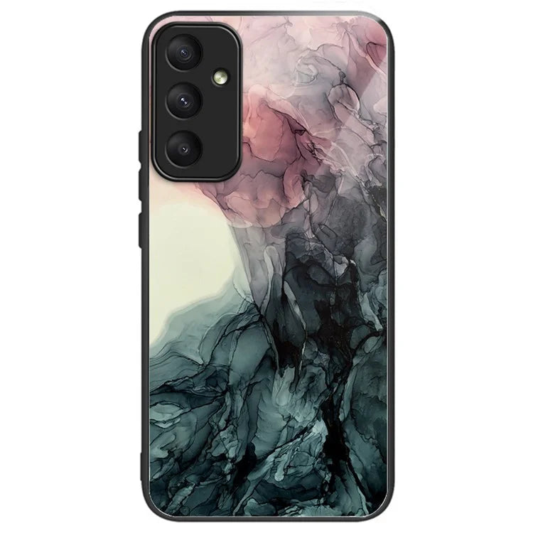 For Samsung Galaxy A55 5G Tempered Glass+PC+TPU Case Marble Pattern Phone Cover