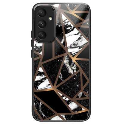 For Samsung Galaxy A55 5G Tempered Glass+PC+TPU Case Marble Pattern Phone Cover