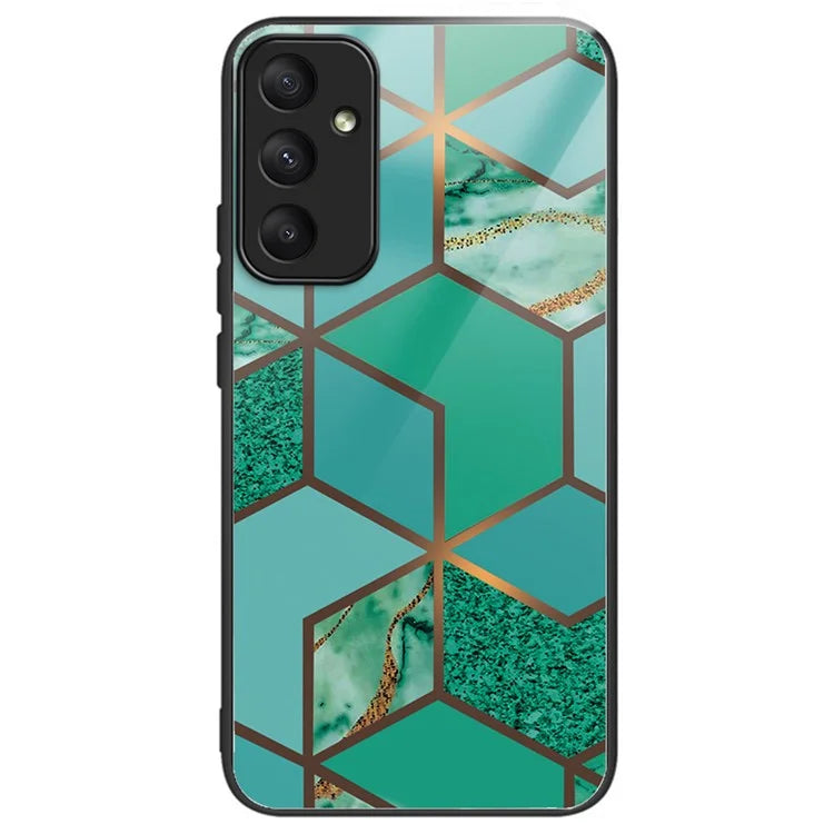 For Samsung Galaxy A55 5G Tempered Glass+PC+TPU Case Marble Pattern Phone Cover