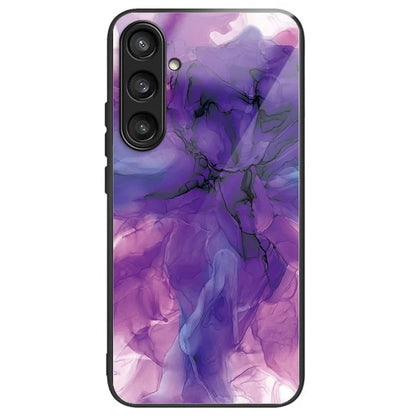 For Samsung Galaxy S24 Case Marble Pattern Tempered Glass+PC+TPU Phone Cover