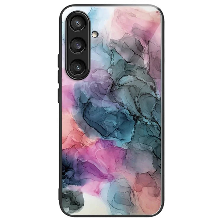 For Samsung Galaxy S24 Case Marble Pattern Tempered Glass+PC+TPU Phone Cover