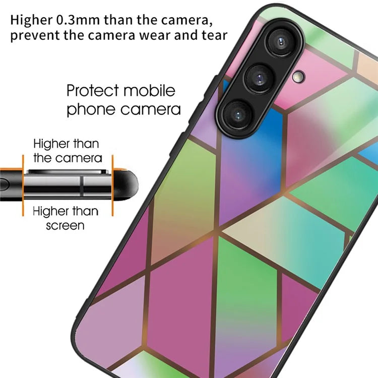 For Samsung Galaxy S24 Case Marble Pattern Tempered Glass+PC+TPU Phone Cover