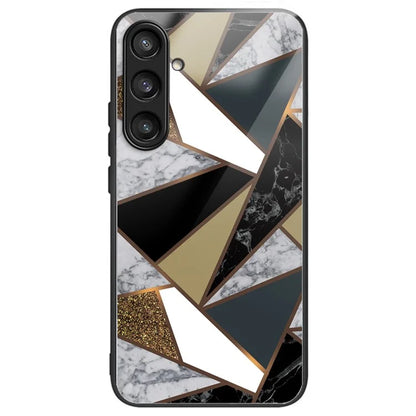 For Samsung Galaxy S24 Case Marble Pattern Tempered Glass+PC+TPU Phone Cover