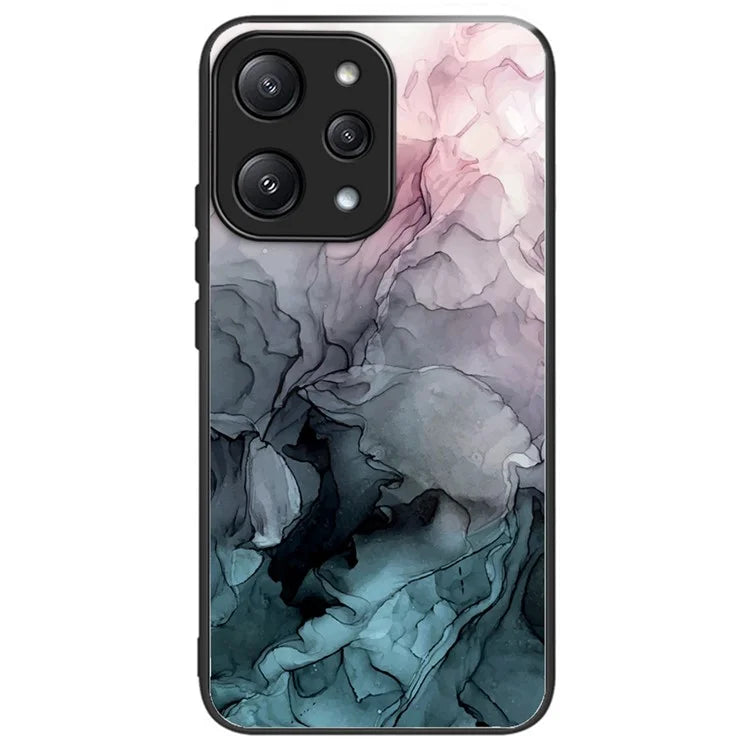 For Xiaomi Redmi 12 5G (Global) / Poco M6 Pro 5G Phone Case Marble Pattern Tempered Glass Back Cover